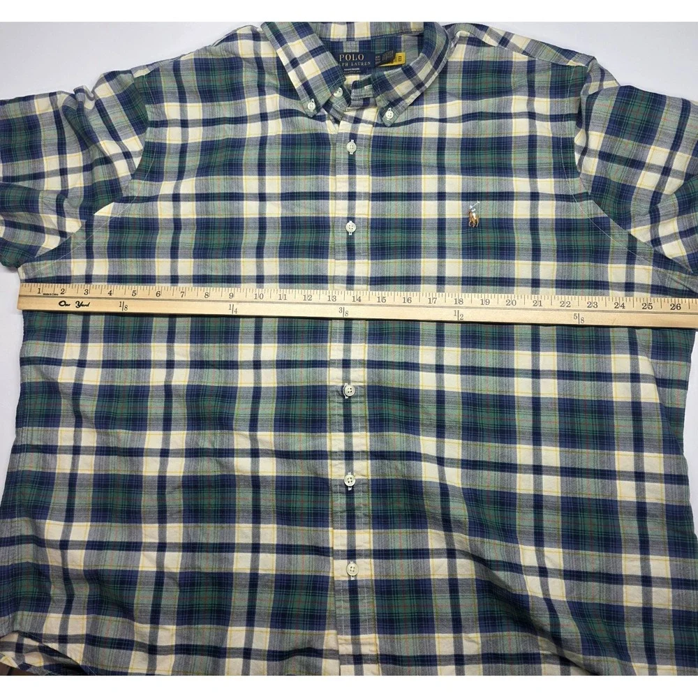 Polo Ralph Lauren Mens Size XXL Flesh Pony Plaid Short Sleeve Button Down
